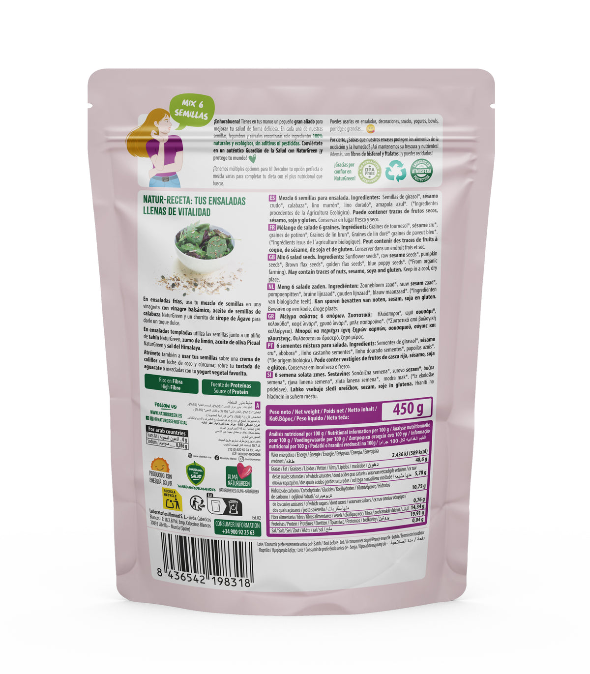 Mix van 6 zaden voor salades, NaturGreen, 450 g