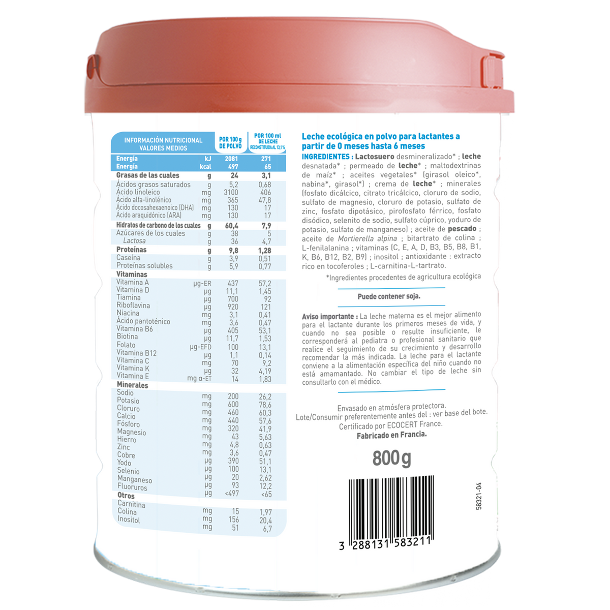 Pack 2x Leche de Iniciación Primea 1 Babybio 800 g