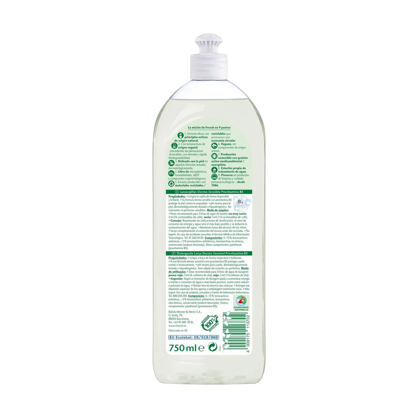 Lavavajillas hipoalergénico Frosch 750 ml