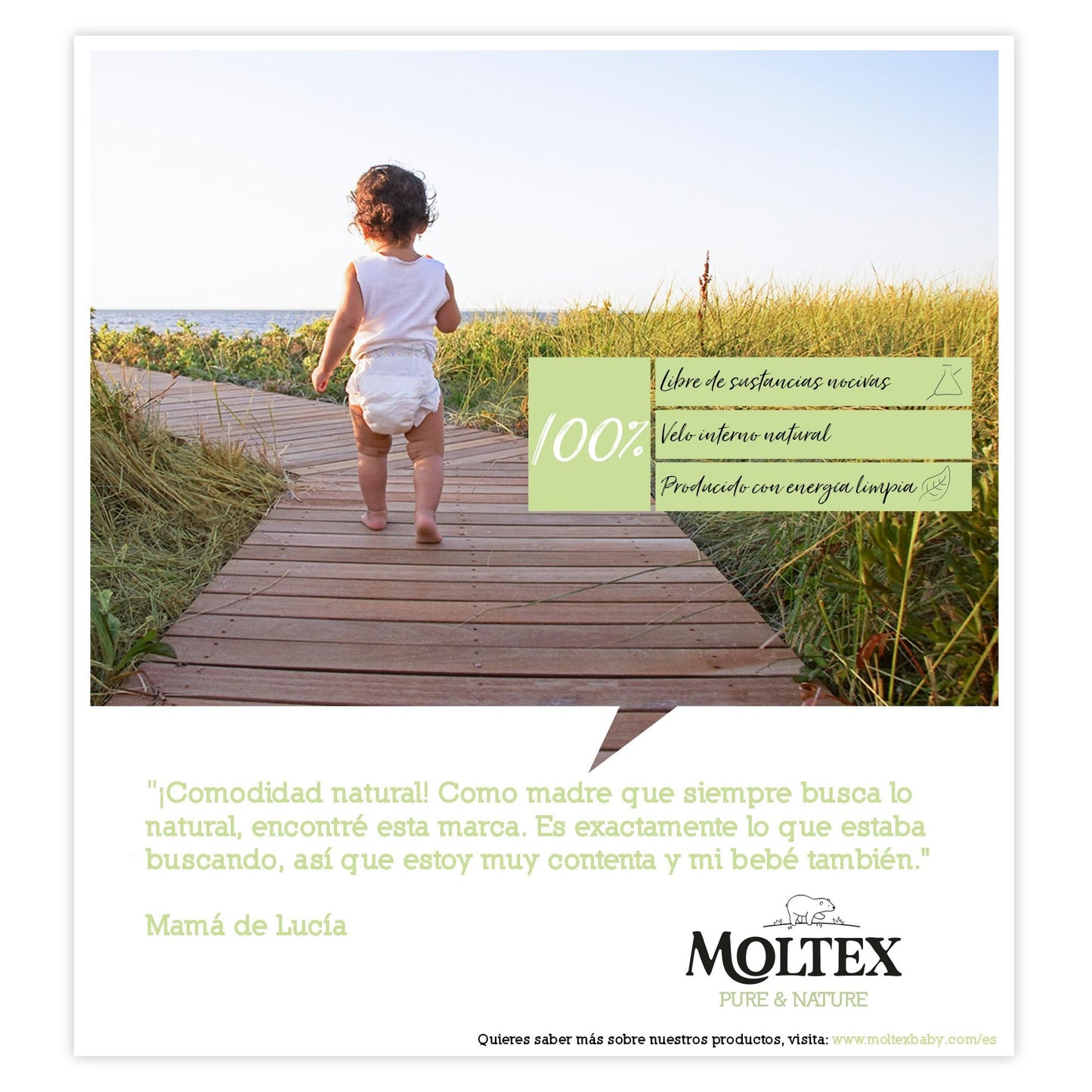 Pañales T2 (3-6 kg) Moltex Pure & Nature, 36 Uds