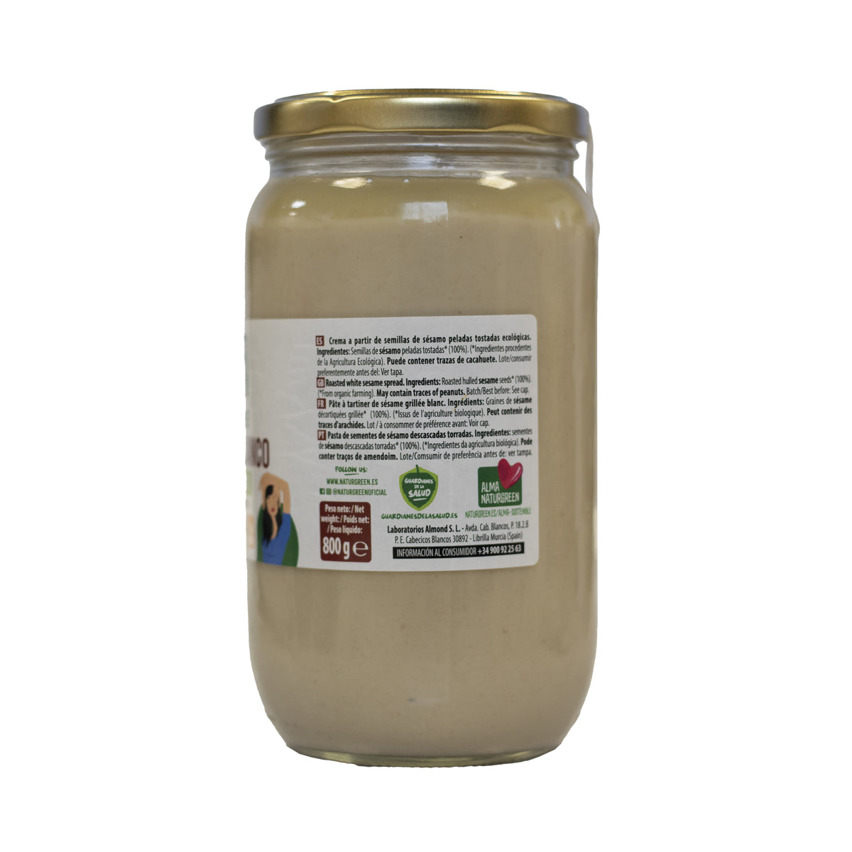 Glutenvrije witte tahinpasta Naturgreen 800 g