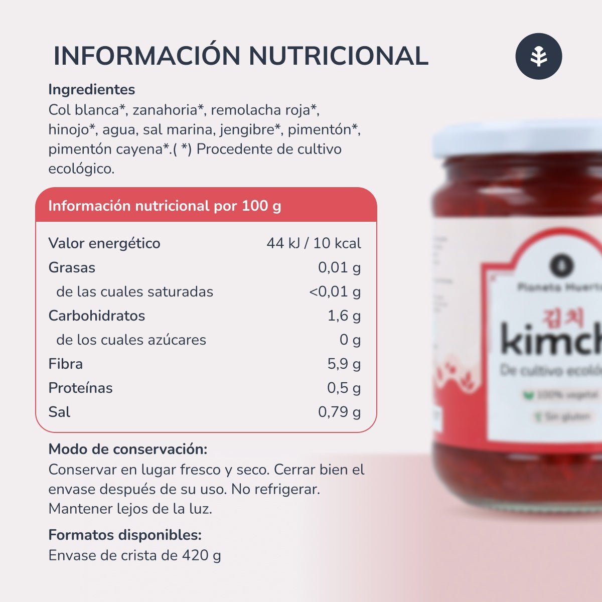 Pack 12x Kimchi ECO Planeta Huerto 420 g