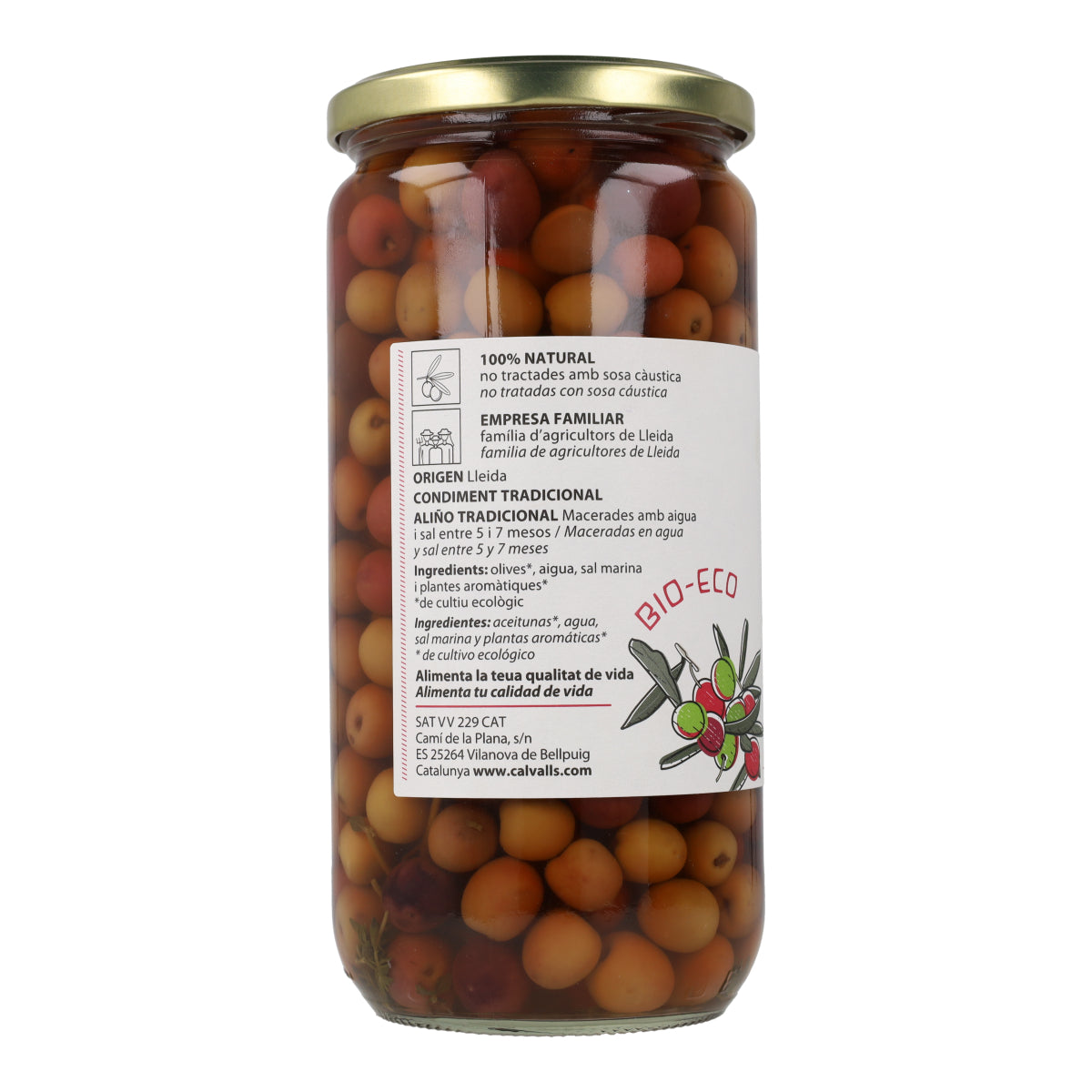 Arbequina-olijven ECO Cal Valls 720 g