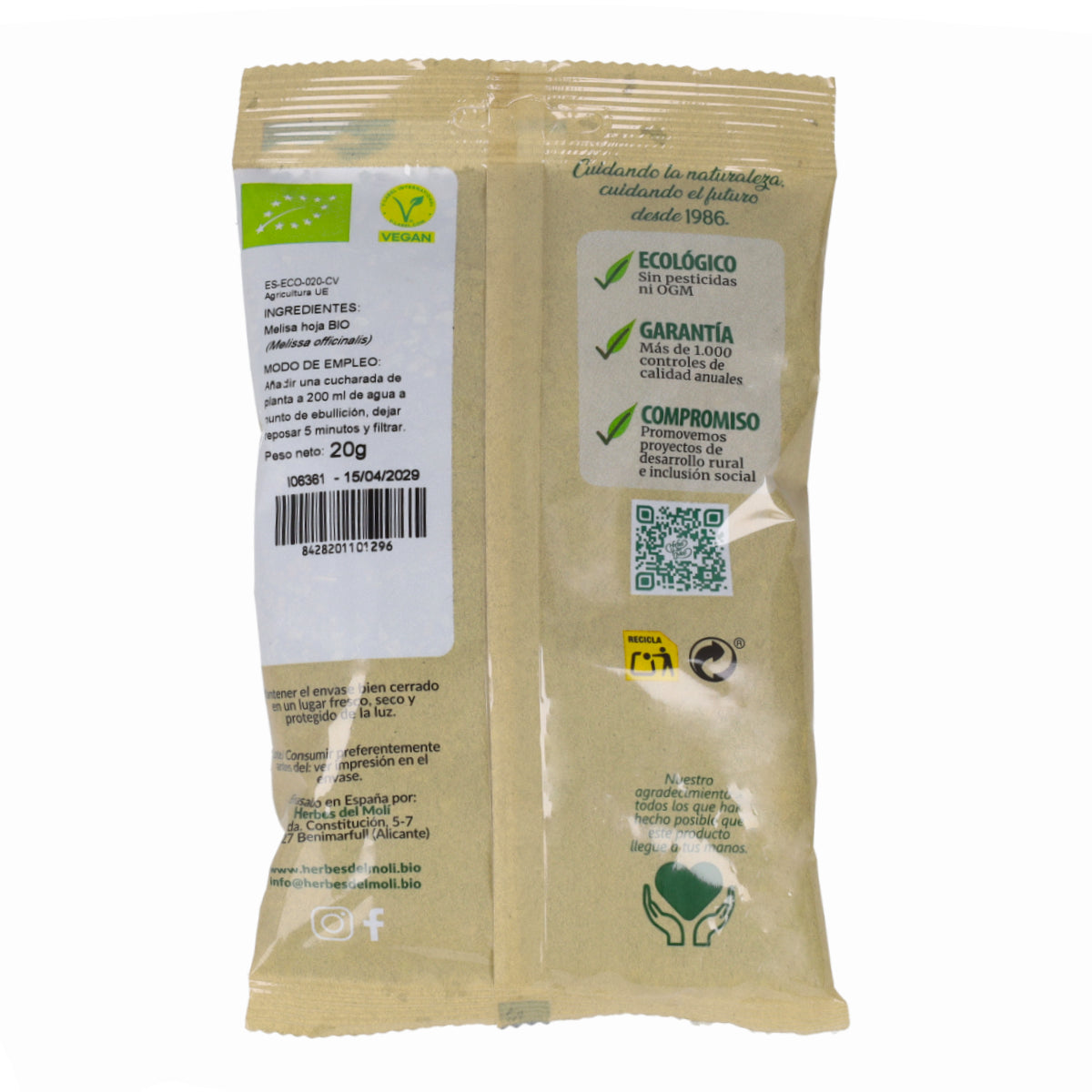 Melissebladeren Herbes del Molí, 20 g