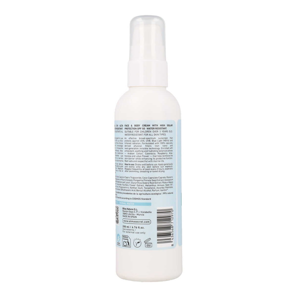 Zonnebrandcrème SPF 50 Alma Secret 200 ml