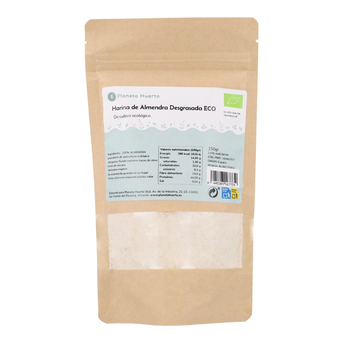 Ontvet amandelmeel (Amandel Proteïne) ECO Planeta Huerto 250 g