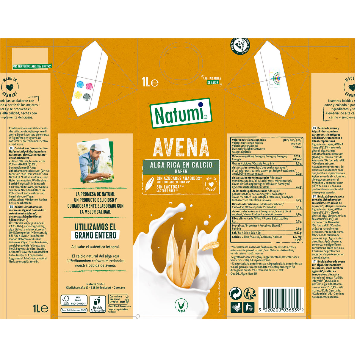 Biologische havermoutdrank met algen Natumi 1 l