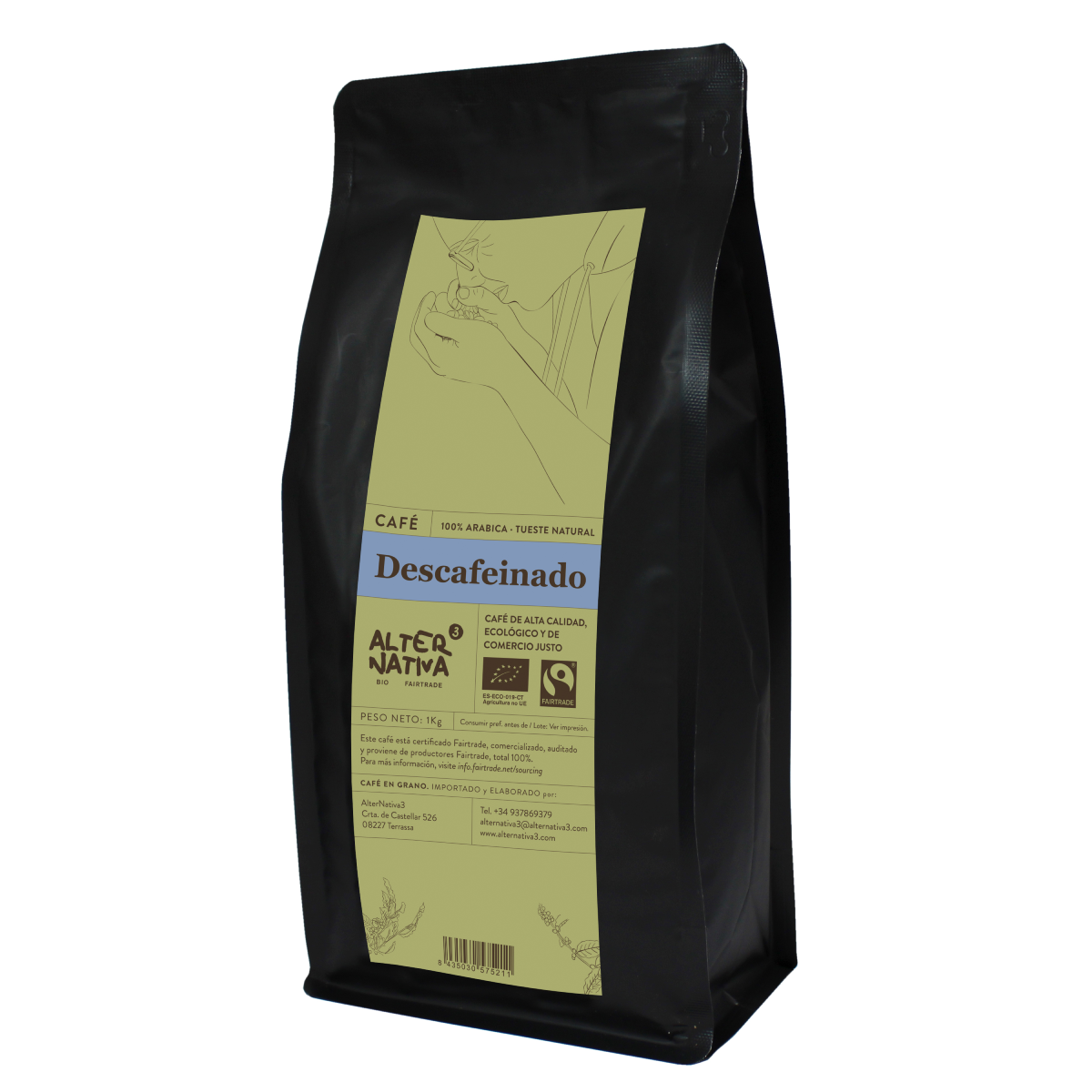 Koffiebonen zonder cafeïne BIO Alternativa3 1 kg