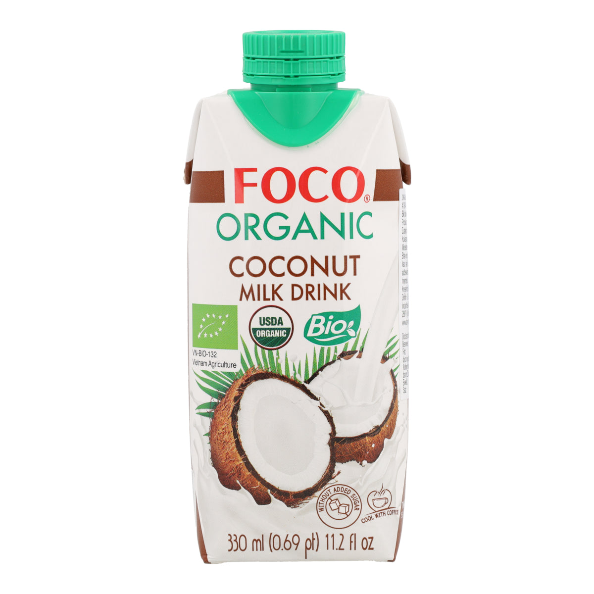 Biologische kokosmelkdrank Foco 330 ml.