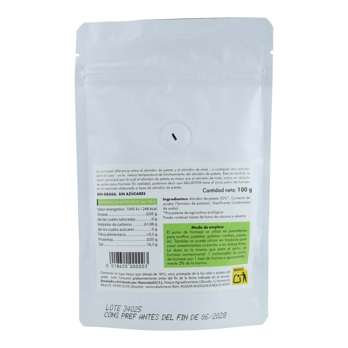 Premium bakpoeder Salud Viva 100 g