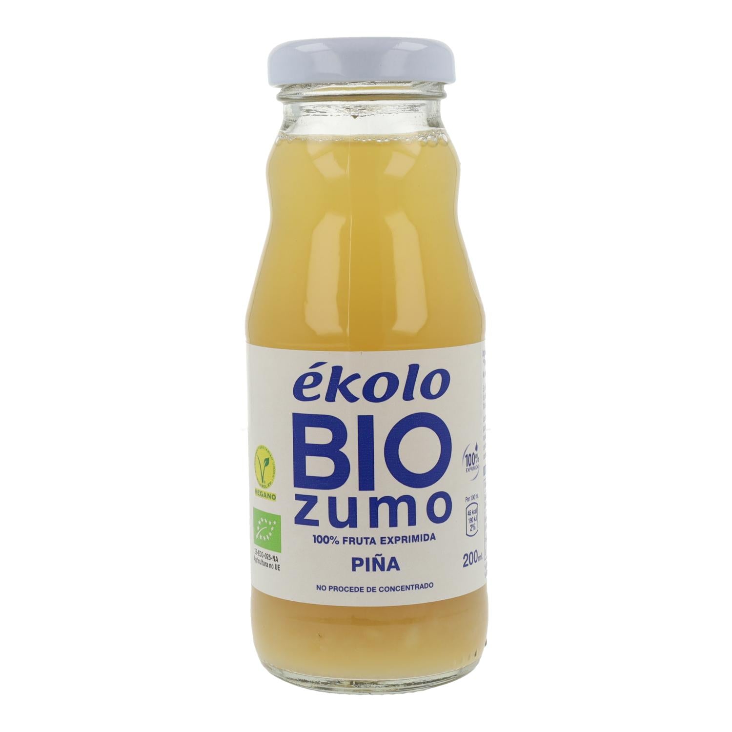 Zumo de Piña Bio 100% exprimido Ékolo 200 ml