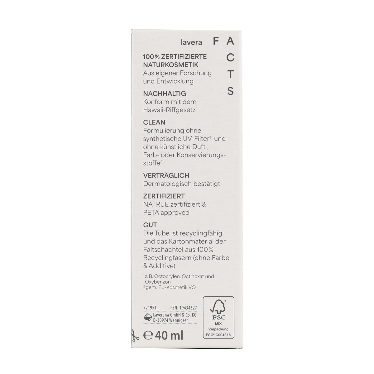 Zonnebrandcrème voor het gezicht SPF50 Lavera 40 ml