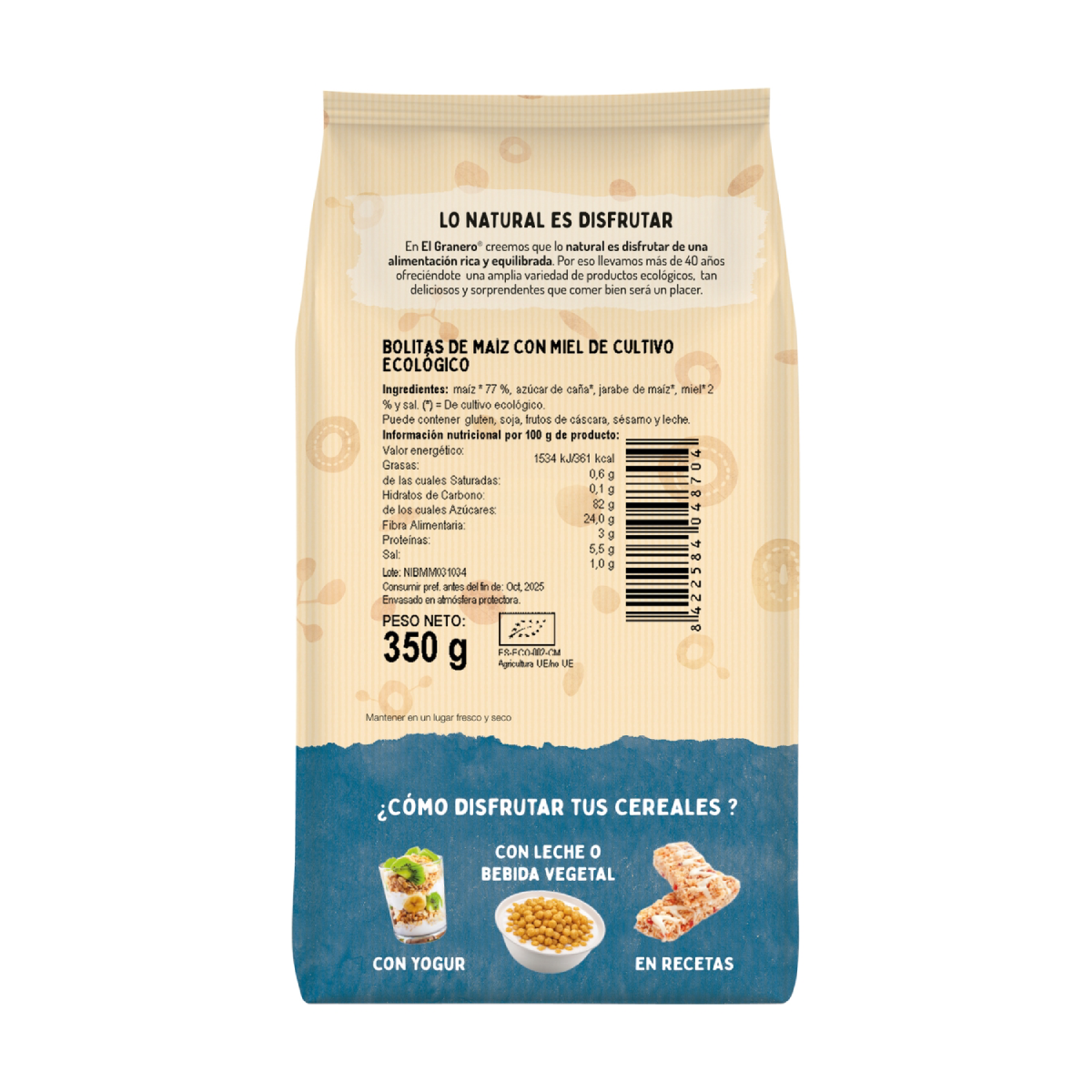 Maïskorrels met honing Bio El Granero 350 g