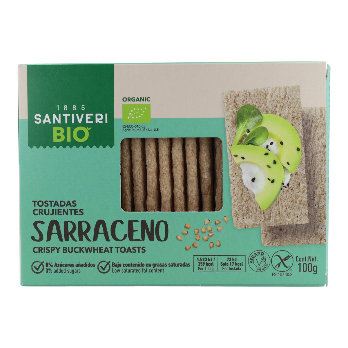 Lichte en knapperige toast van biologische boekweit Santiveri 100 g
