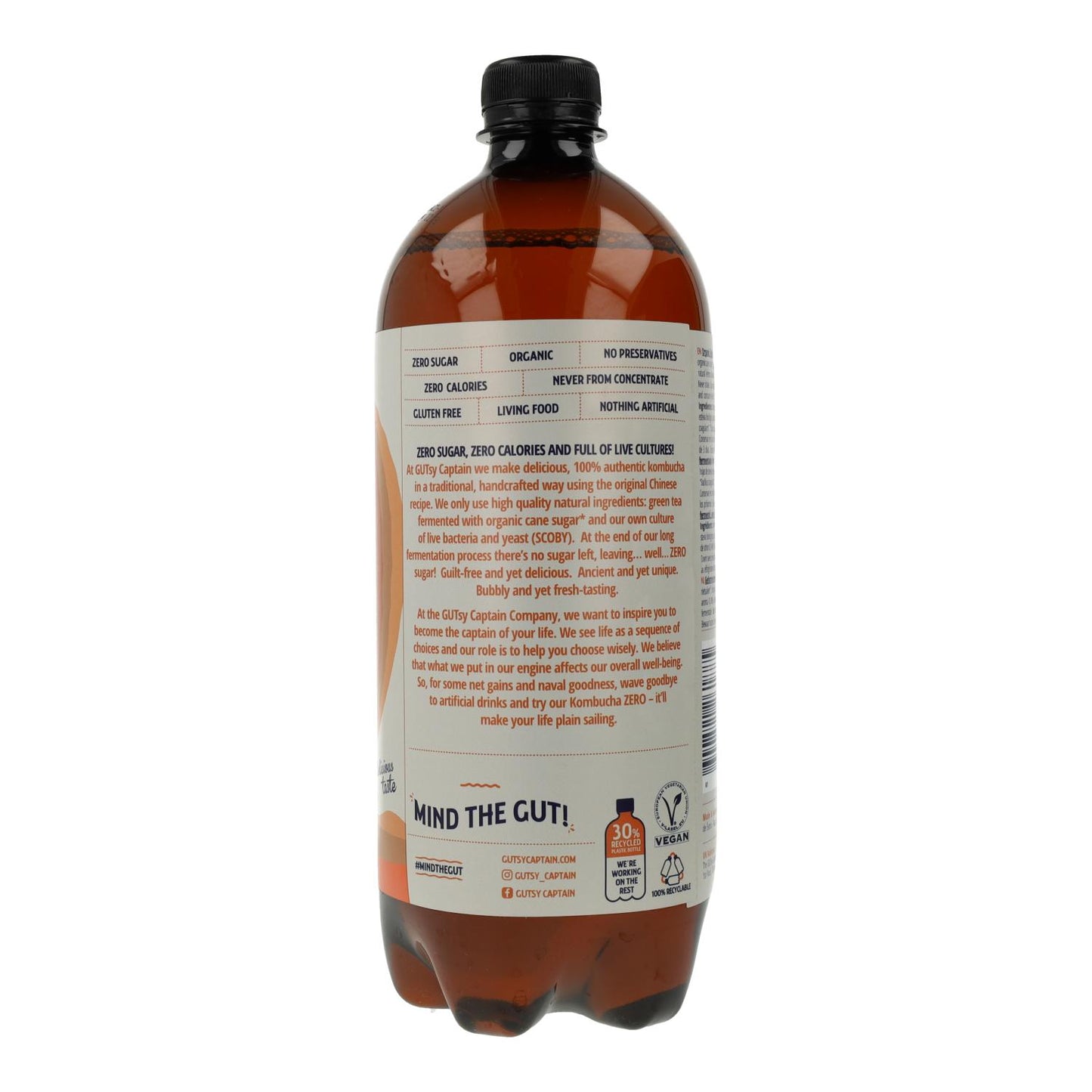 Captain Kombucha Zero Jengibre y Limón Bio 1 L