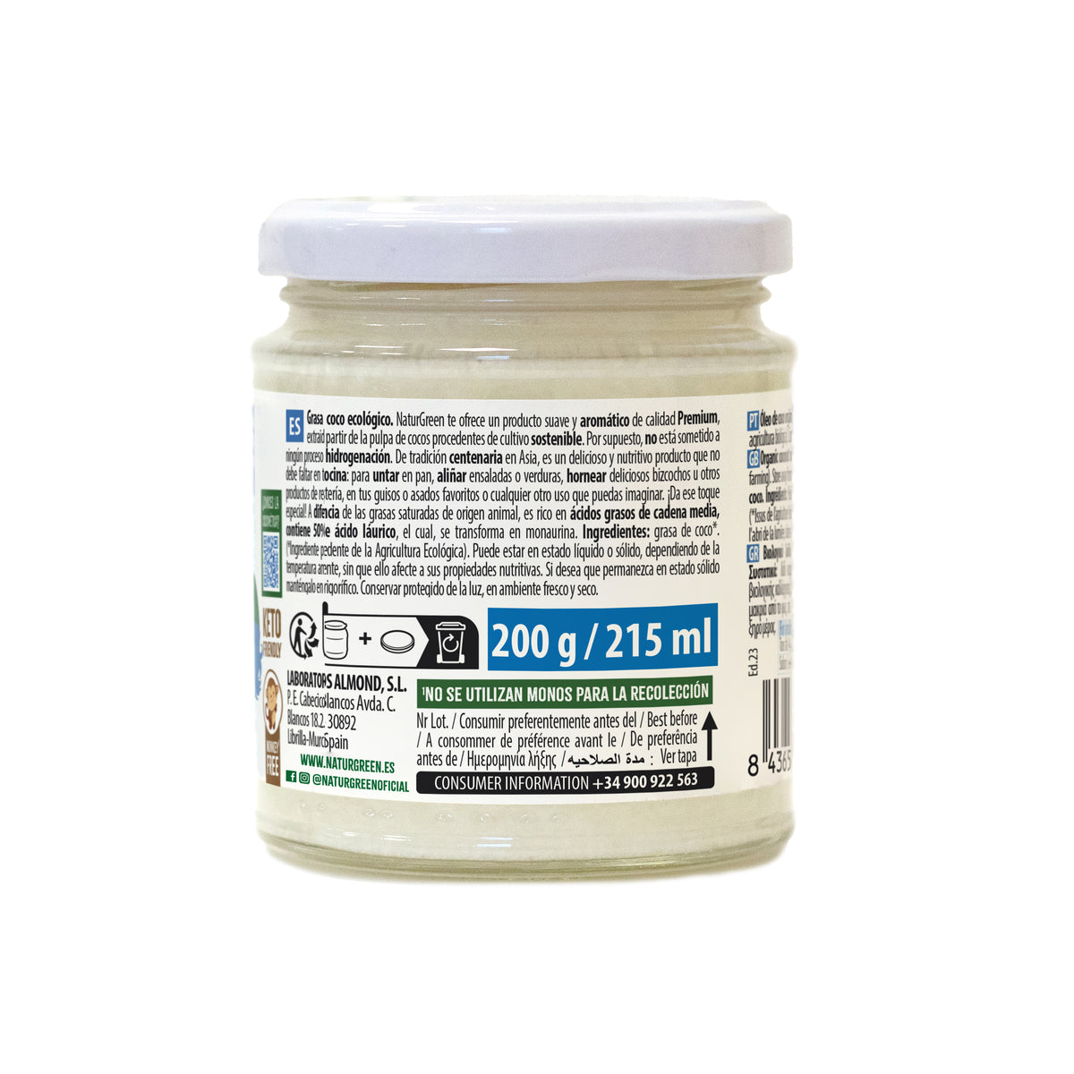 Biologische kokosolie NaturGreen 200 g