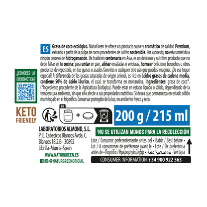 Biologische kokosolie NaturGreen 200 g