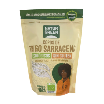 Pakketten met 2 stuks glutenvrije biologische boekweitvlokken Naturgreen 2 stuks van 250 g