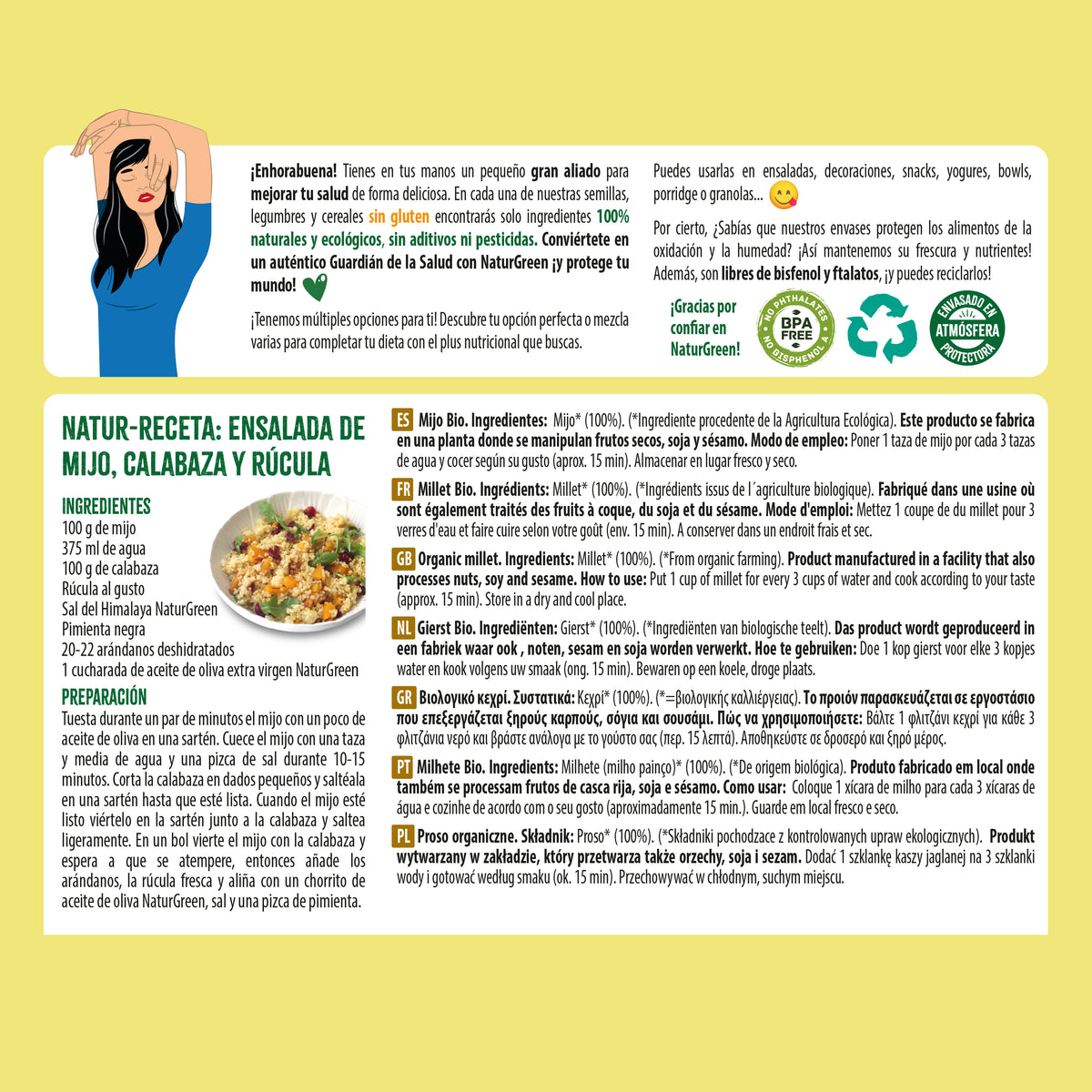 Biologische gierst Naturgreen, 500 g