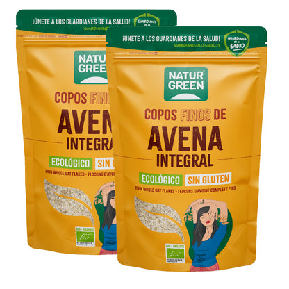 Pakket van 2 stuks glutenvrije fijne havermoutvlokken Bio NaturGreen Pakket van 2 stuks van 1 kg