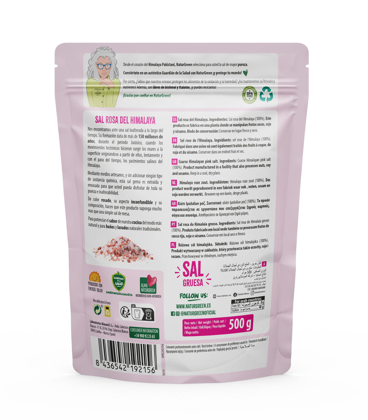 Grof Himalaya roze zout Naturgreen 500 g