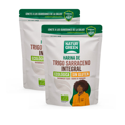 Pakket 2 x glutenvrije biologische volkoren boekweitmeel NaturGreen 500 g