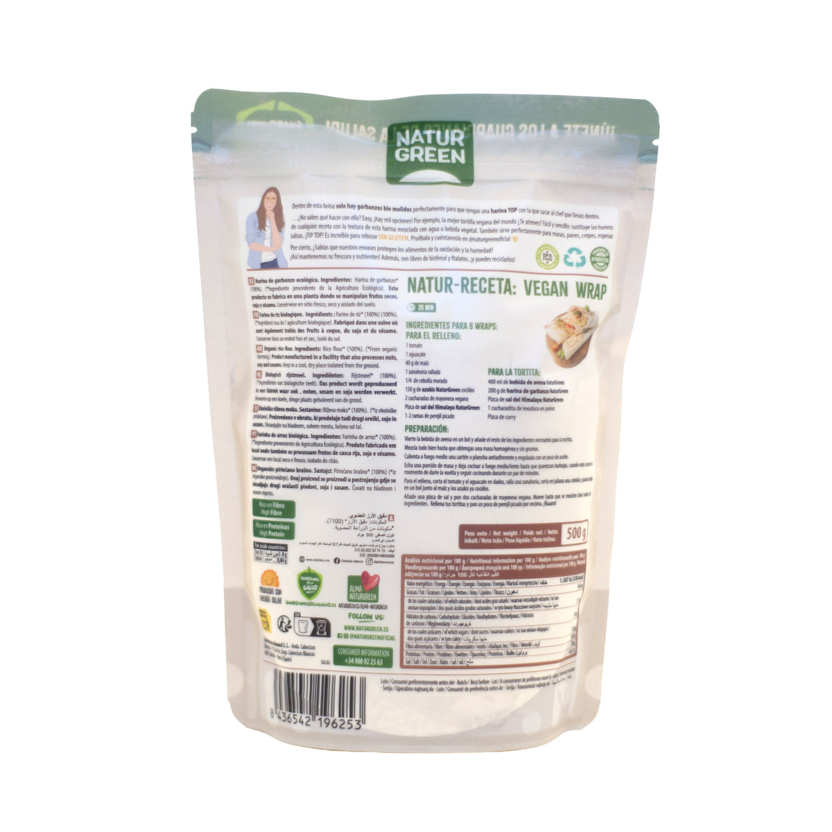 Biologische glutenvrije kikkererwtenmeel NaturGreen 500 g