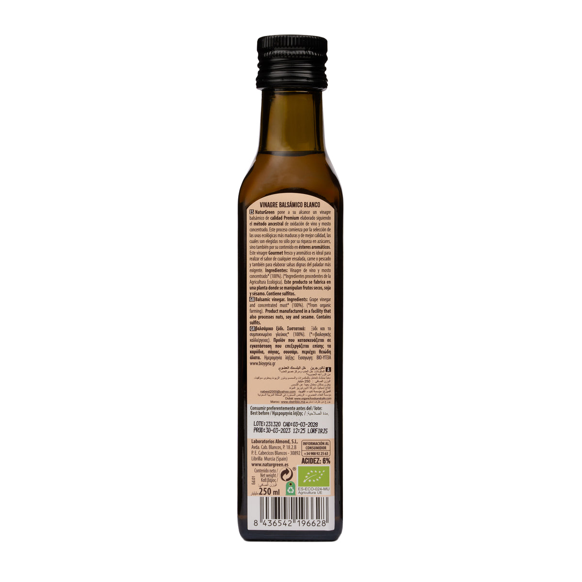 Biologische witte balsamicoazijn NaturGreen 250 ml