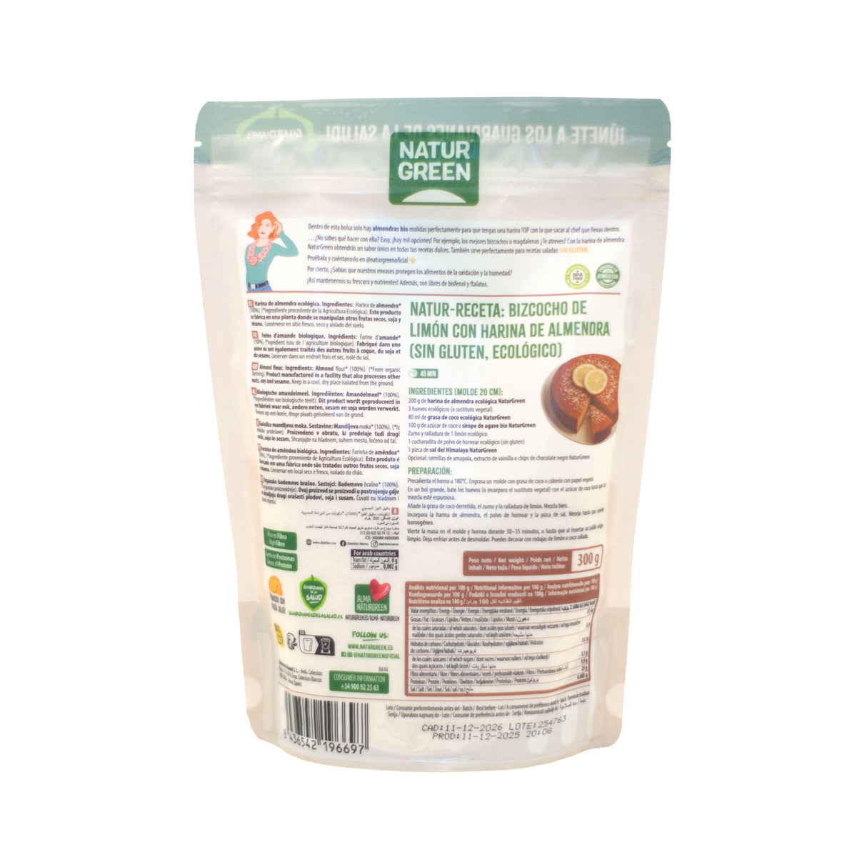Glutenvrije biologische amandelmeel NaturGreen 300 g