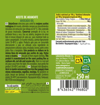 Biologische avocado-olie NaturGreen 250 ml