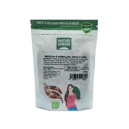 Mix van 6 zaden Goji en Chia Bio NaturGreen 225 g