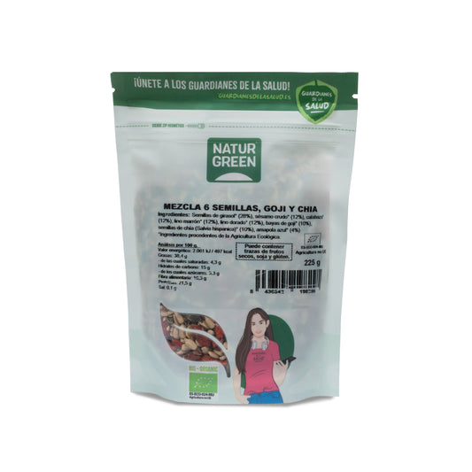 Mix van 6 zaden Goji en Chia Bio NaturGreen 225 g