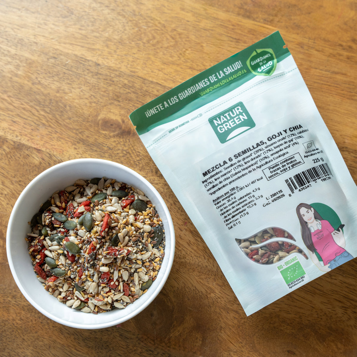Mix van 6 zaden Goji en Chia Bio NaturGreen 225 g