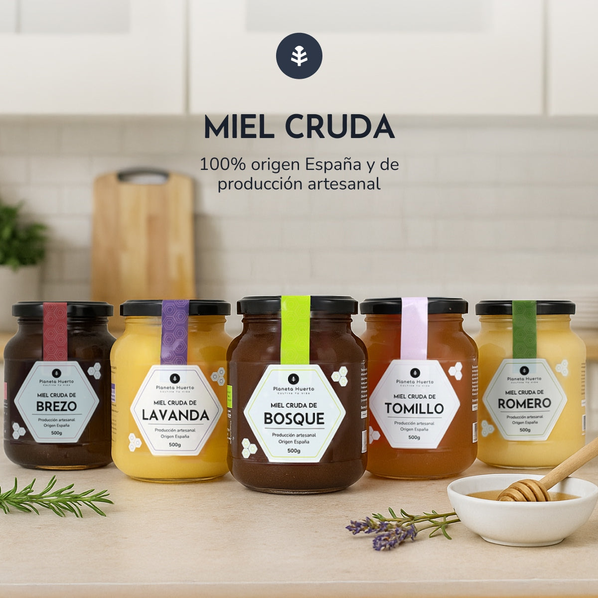 Pack 6x Miel Cruda de Lavanda Planeta Huerto 1 Kg