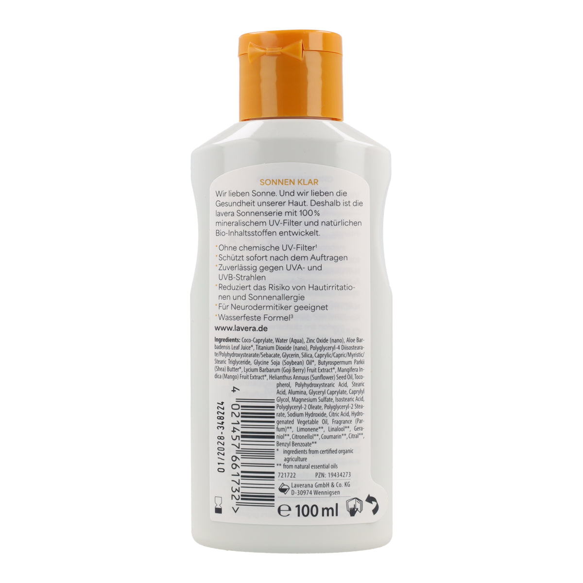 Zonnebrandcrème Sensitive SPF 30 Lavera 100 ml