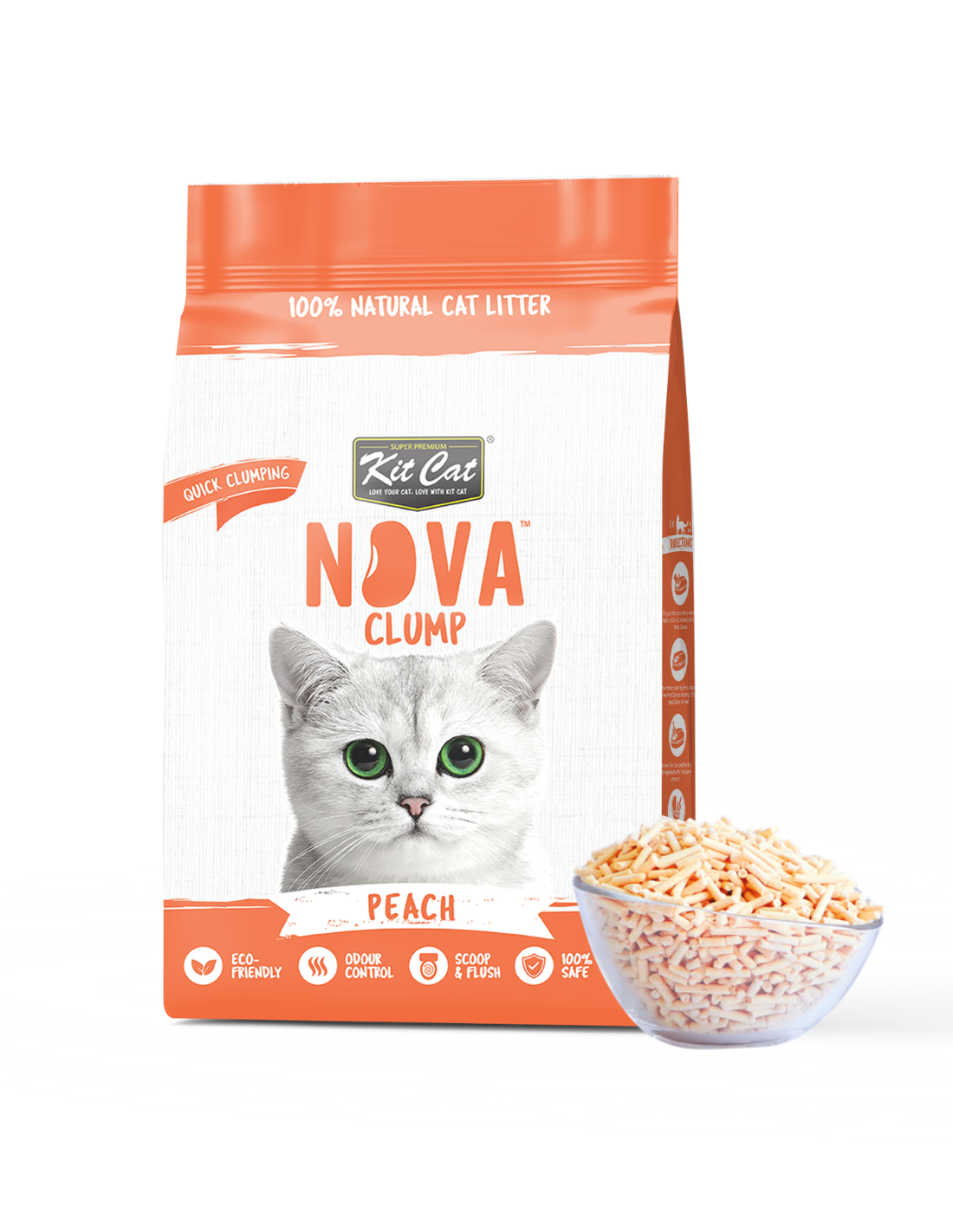 Kit Cat Eco SoyaClump kattenbakvulling - Peach 7 L Kattenbakvulling