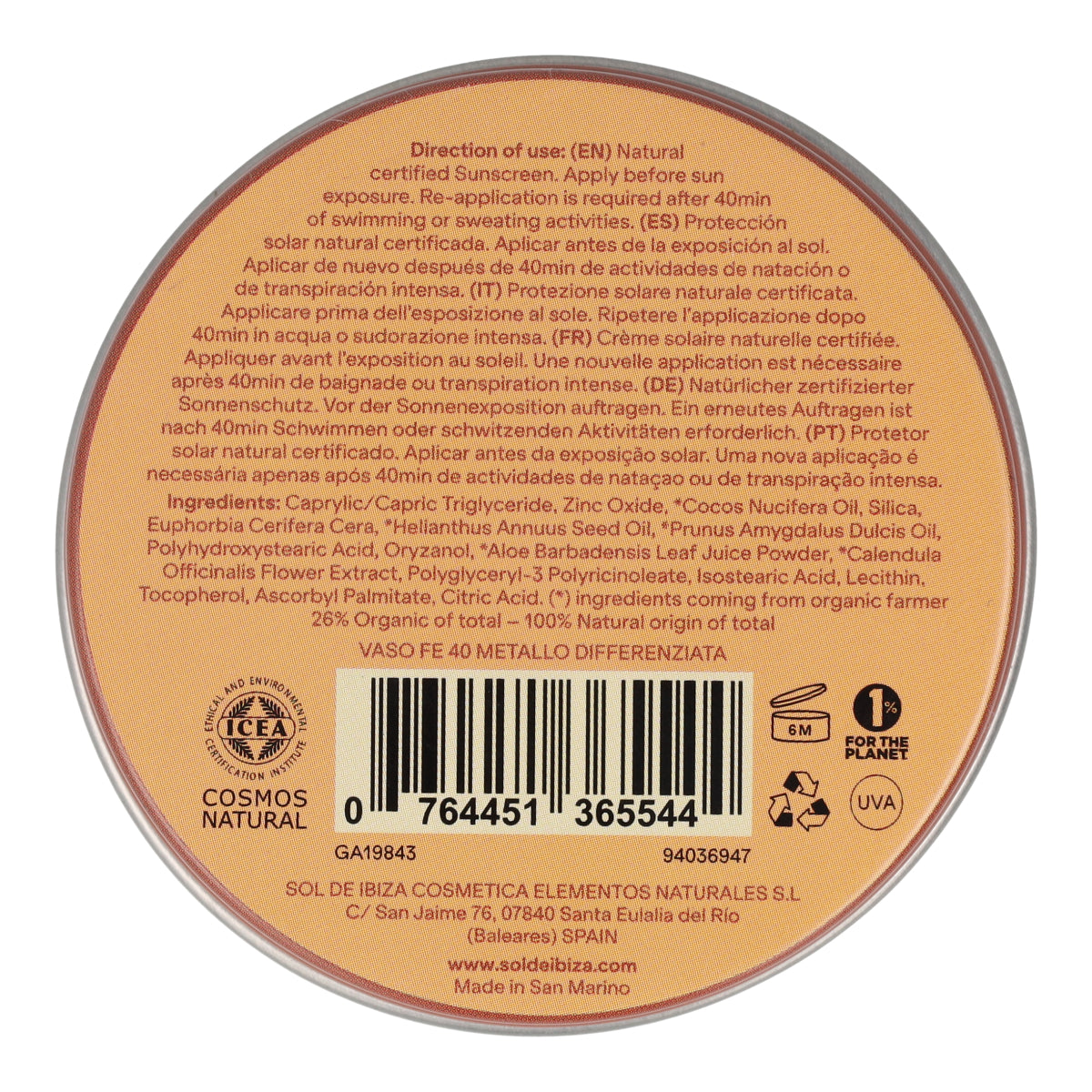 Blikje zonnebrandcrème SPF30 Sol de Ibiza 30 g
