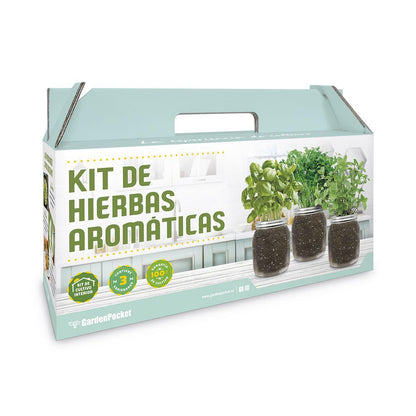 Kit para Plantar TOP Aromáticas en tu Cocina: Albahaca, Perejil y Menta, Garden Pocket
