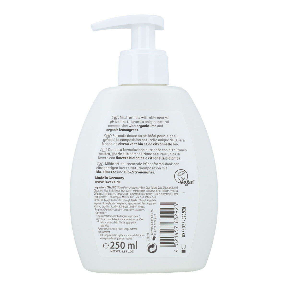 Jabón Manos Lima Fresca LAVERA  Recarga 500 ml