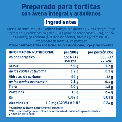 Mix Tortitas Avena integral y arándanos ECO Smileat 125 g