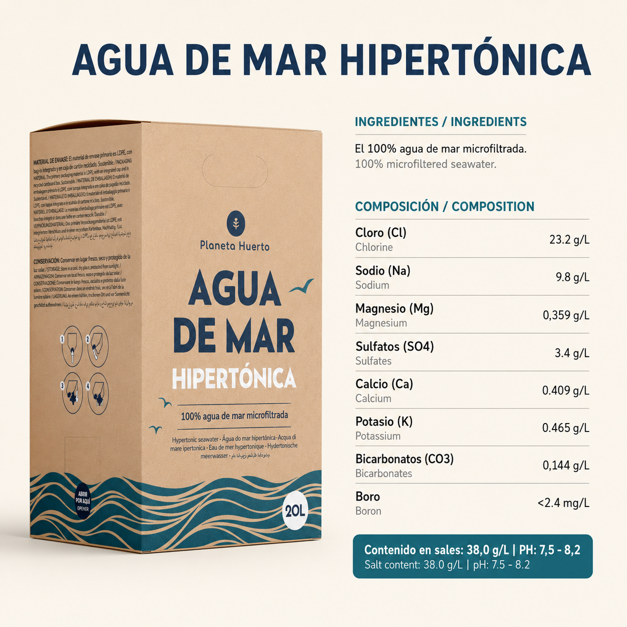 Planeta Huerto Hypertonisch Zeewater 20 L