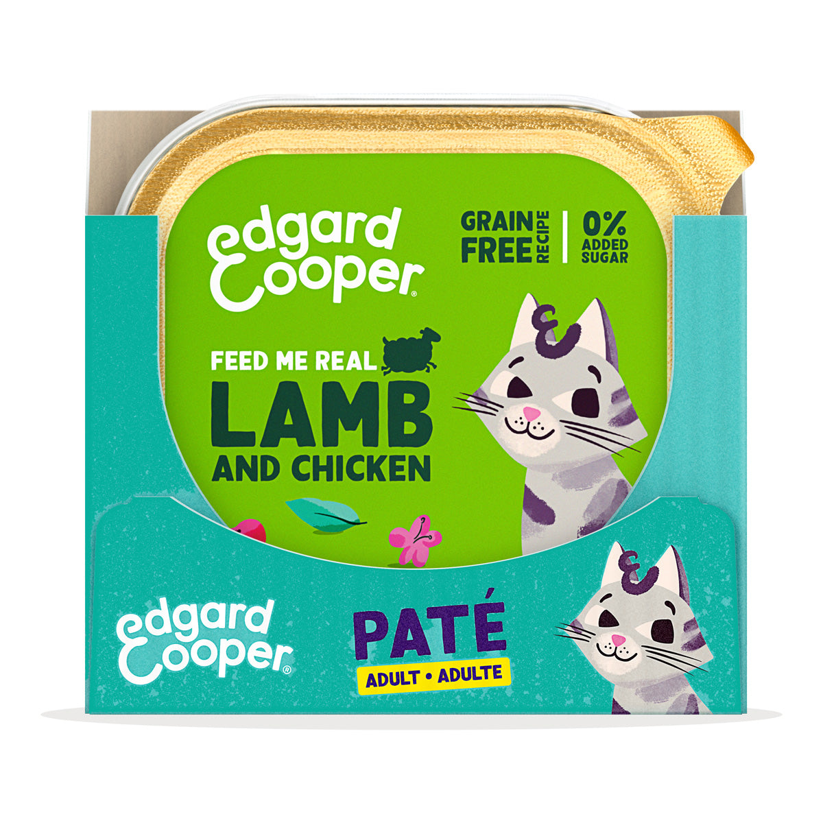 Comida húmeda gatos paté Tarrina Cordero y Pollo Edgard & Cooper 85 g