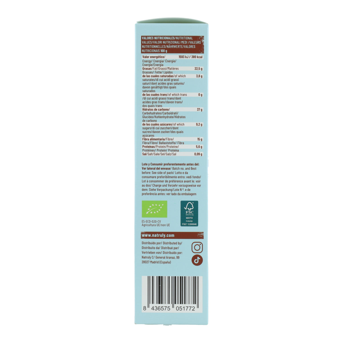 Biologische cacaokoekjes Natruly 125 g