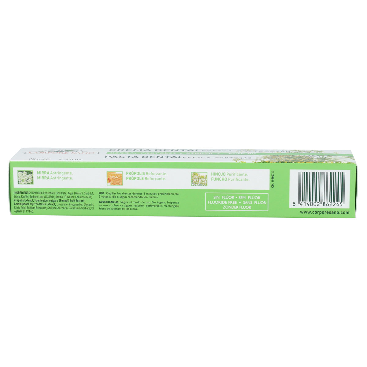 Pack 5x Dentífrico Mirra, Própolis e Hinojo Corpore Sano 75 ml