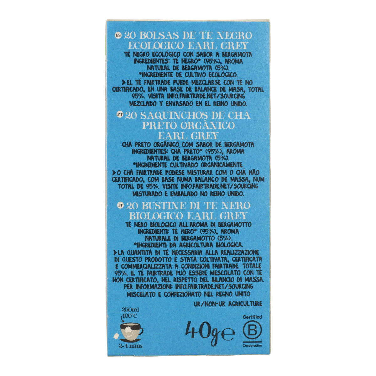 Biologische Earl Grey-thee Cupper 20 zakjes