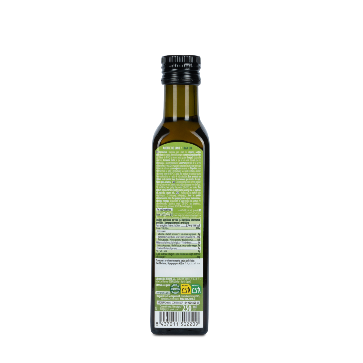 Biologische lijnzaadolie NaturGreen, 250 ml