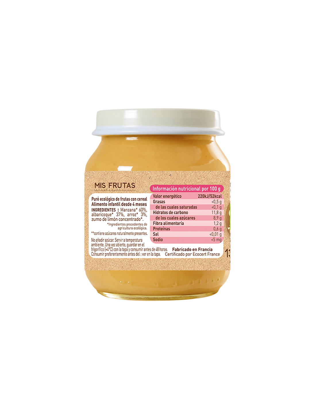 Tarrito de Frutas con Cereales Babybio 130g