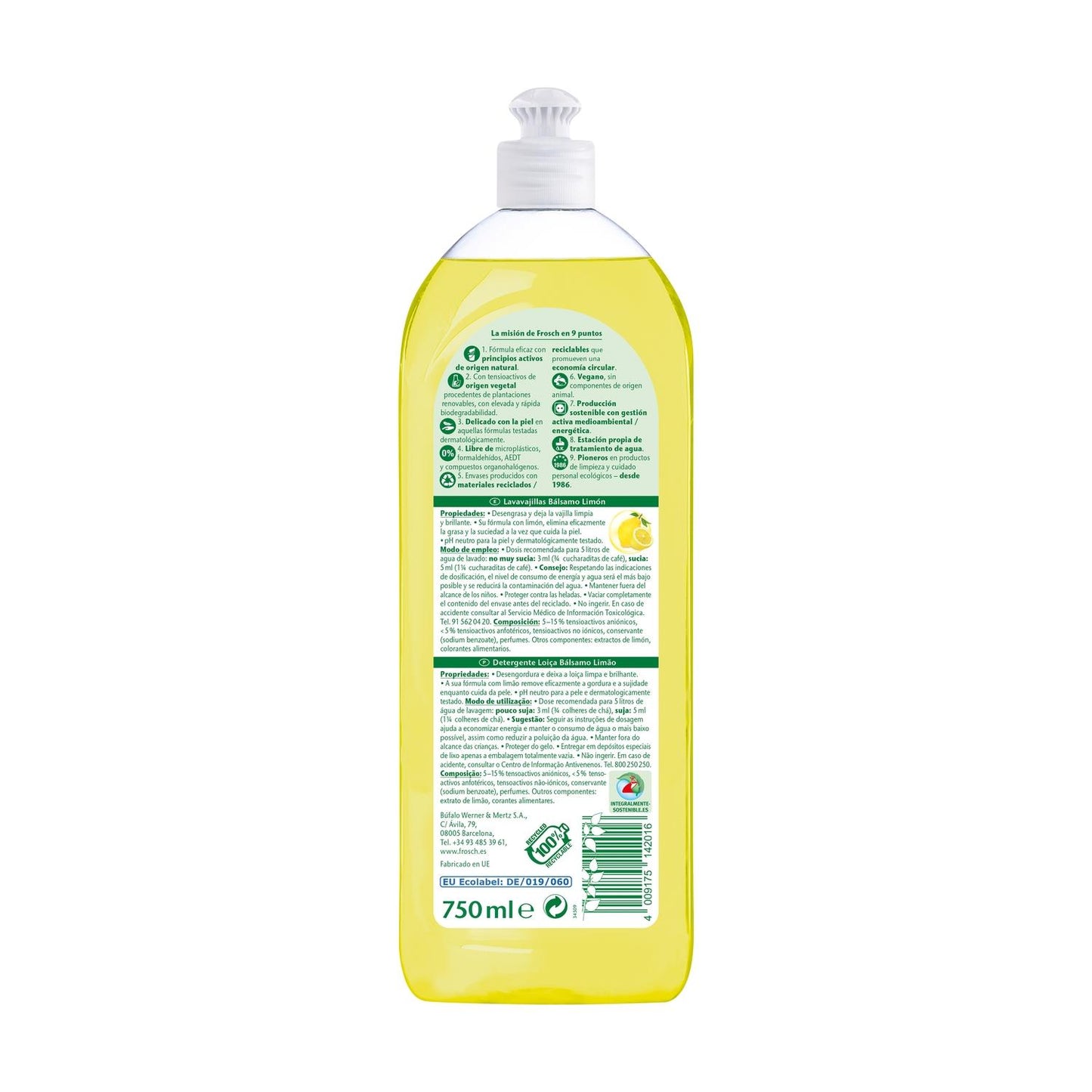 Pack 2X Lavavajillas limón Eco Frosch 750 ml