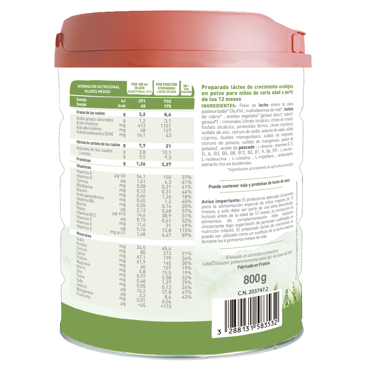 Pack 2x Leche de Cabra BIO Caprea 3 Babybio 800 g