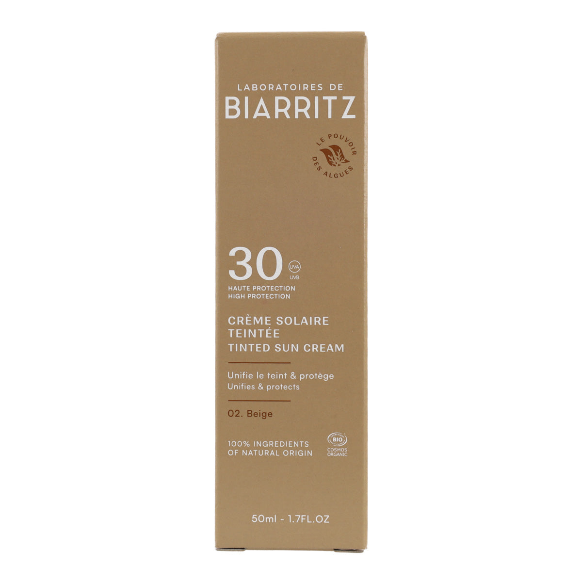 Zonnebrandcrème voor het gezicht, kleur beige, SPF30 Alga Maris 50 ml